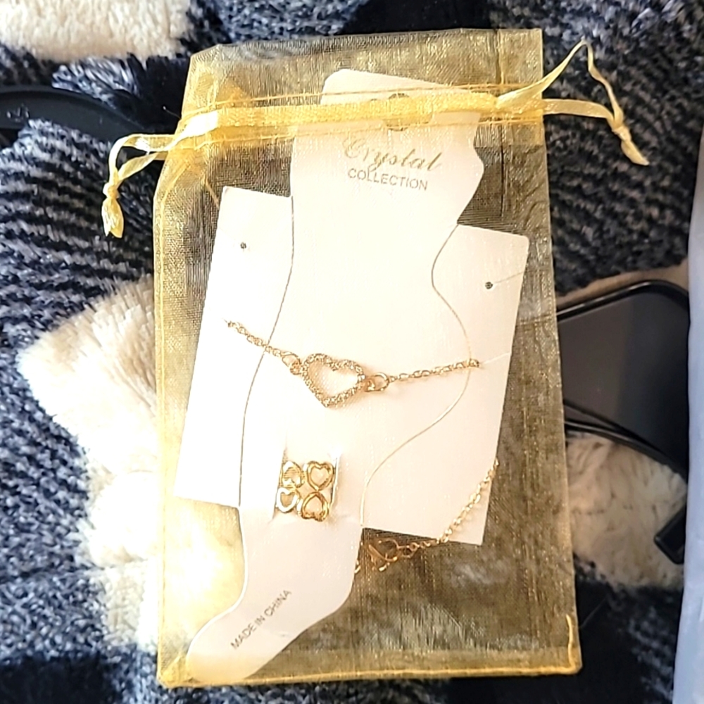 Cute heart ankle bracelet with toe rings